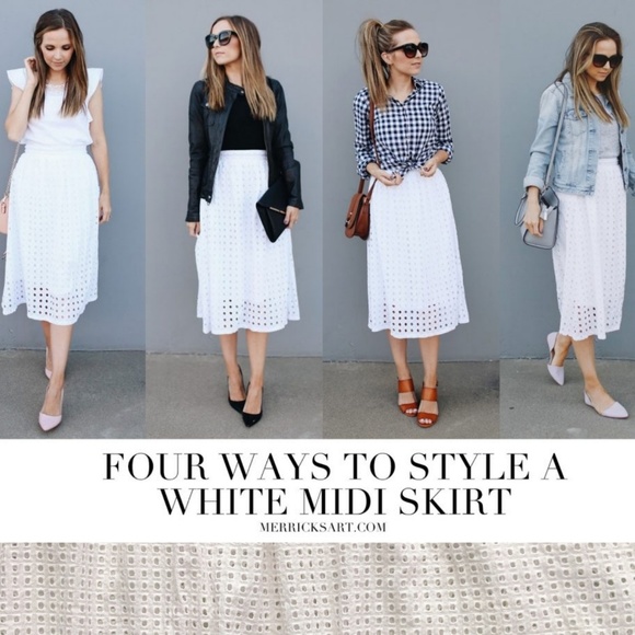 Piperlime White Eyelet Midi Skirt - Picture 5 of 5